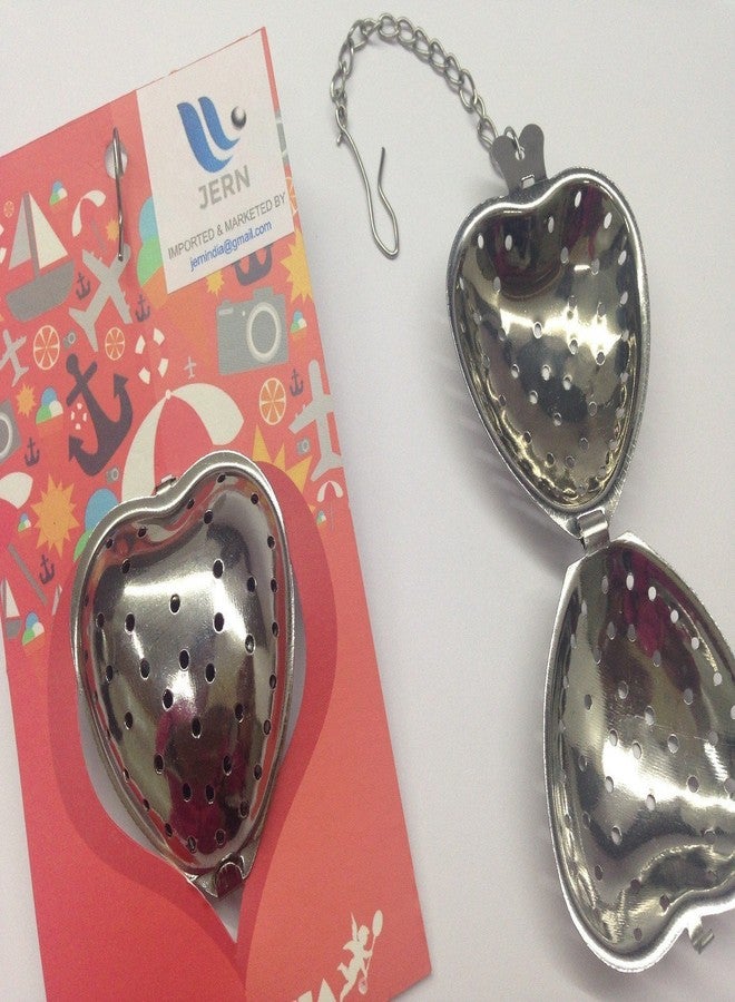 جيرن مصفاة شاي من الفولاذ المقاوم للصدأ على شكل قلب مع سلسلة - Image 3